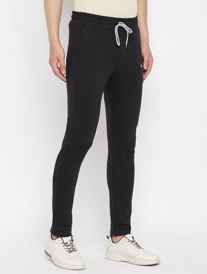 black solid full length track pant - 18345807 - Standard Image - 2