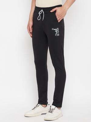 black solid full length track pant - 18345807 - Standard Image - 3
