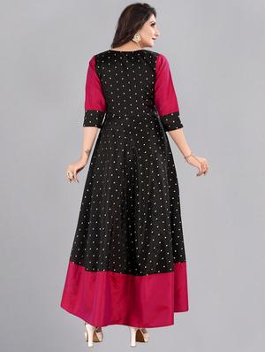 black silk blend fit & flare gown - 18345889 - Standard Image - 3