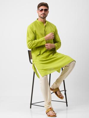 green solid medium kurta - 18346120 - Standard Image - 5