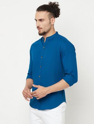 blue solid casual shirt - 18346510 - Standard Image - 2