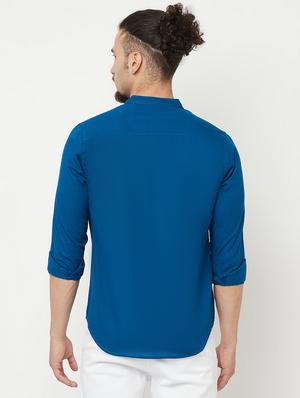 blue solid casual shirt - 18346510 - Standard Image - 3