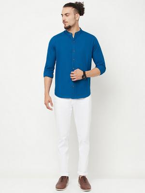 blue solid casual shirt - 18346510 - Standard Image - 4