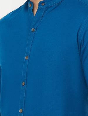blue solid casual shirt - 18346510 - Standard Image - 5