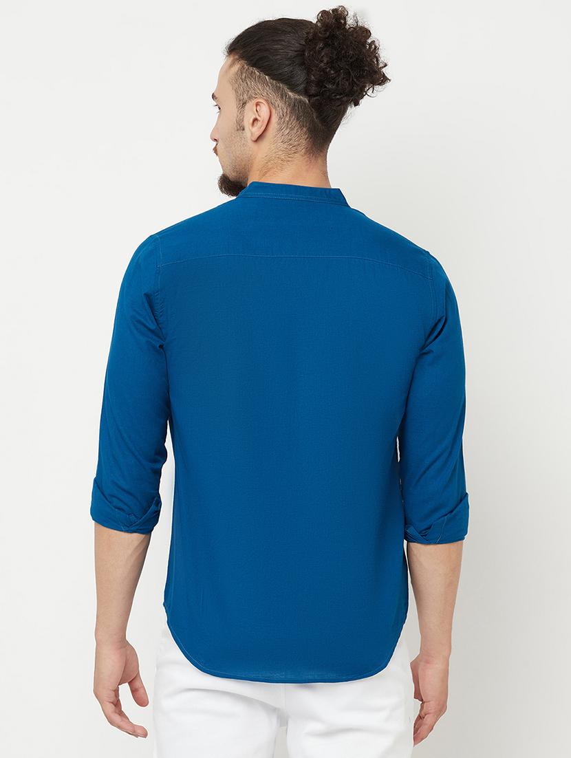 blue solid casual shirt - 18346510 - Zoom Image - 3
