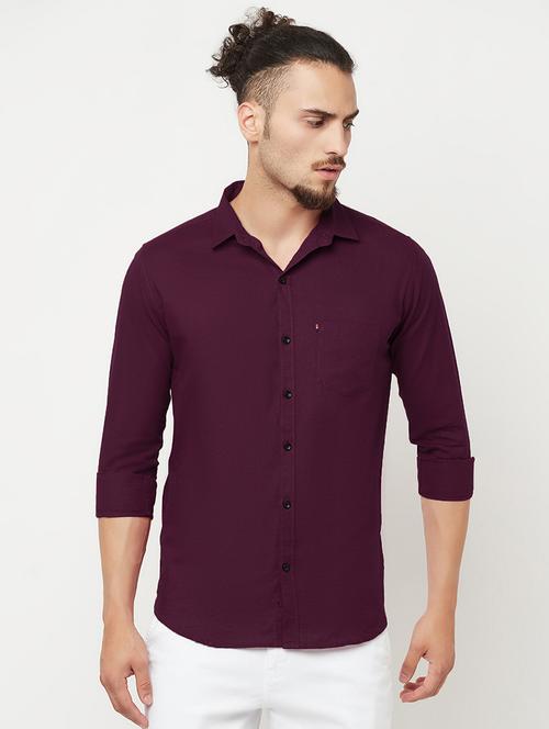 purple solid casual shirt - 18346541 - Standard Image - 1