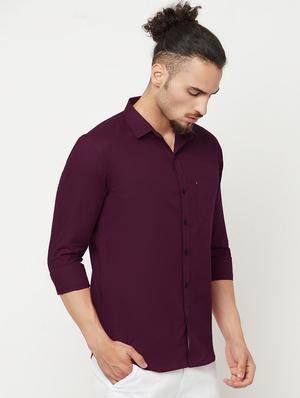 purple solid casual shirt - 18346541 - Standard Image - 2