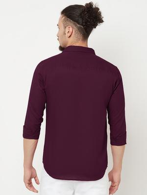 purple solid casual shirt - 18346541 - Standard Image - 3