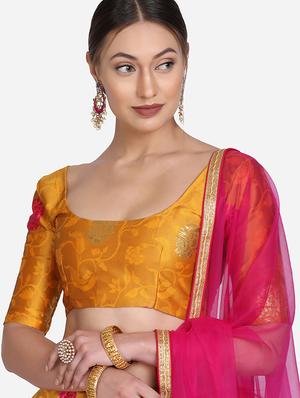 yellow art silk flared lehenga - 18346636 - Standard Image - 4