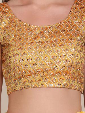 yellow shibori flared lehenga - 18346653 - Standard Image - 4