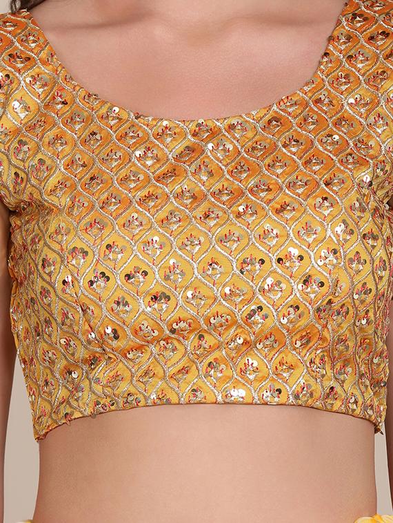 yellow shibori flared lehenga - 18346653 - Zoom Image - 4