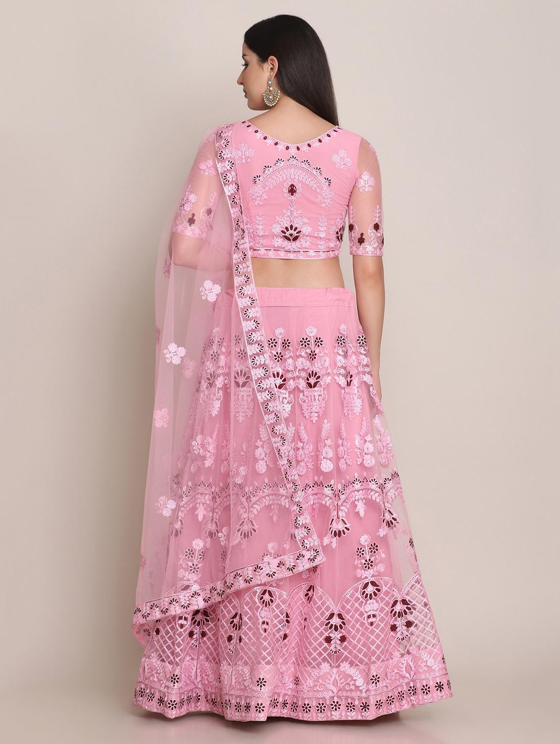 pink silk flared lehenga - 18346656 - Zoom Image - 3