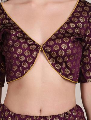 purple satin flared lehenga - 18346657 - Standard Image - 4