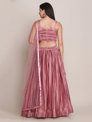 pink silk flared lehenga - 18346658 - Standard Image - 3