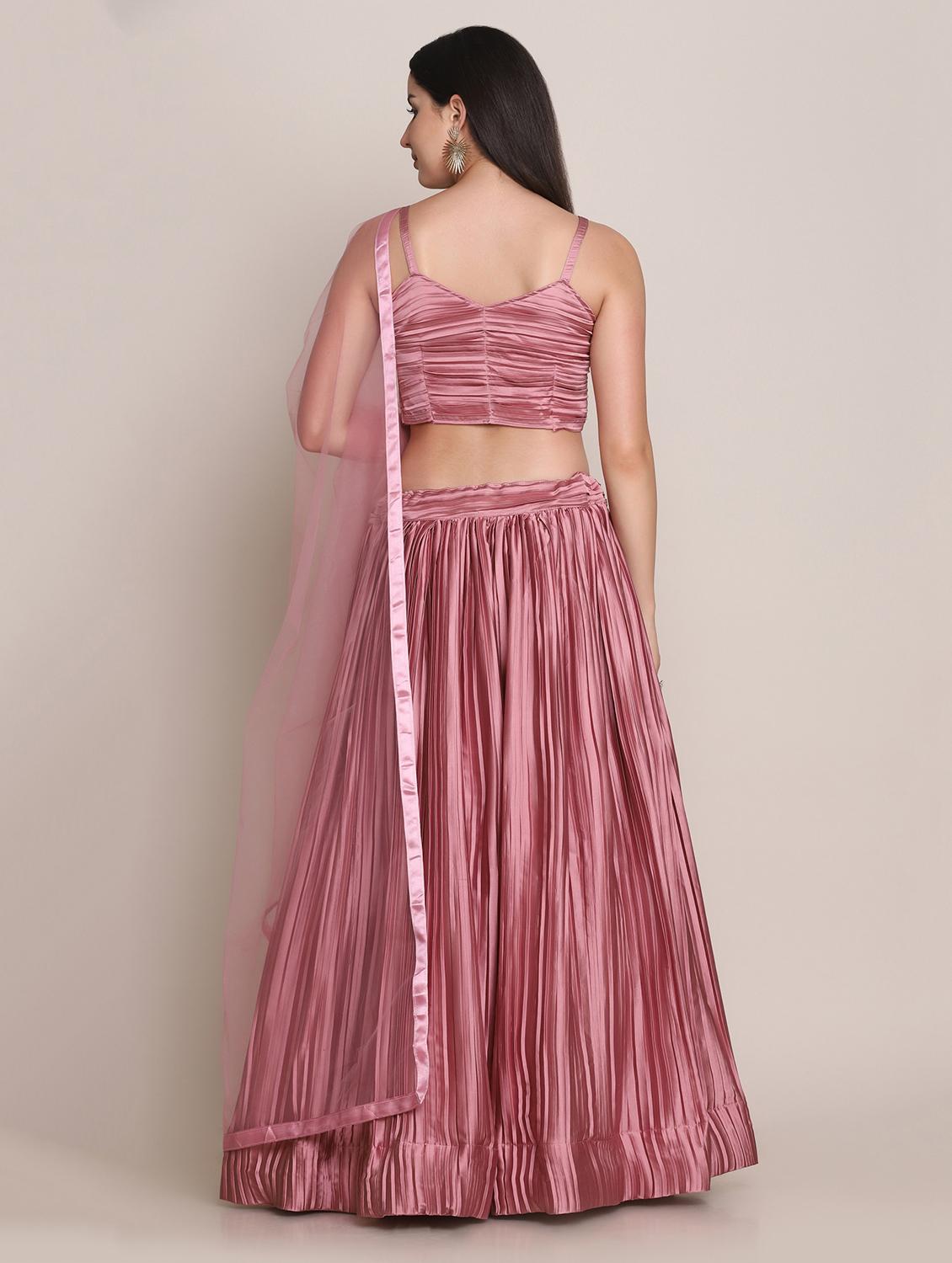 pink silk flared lehenga - 18346658 - Zoom Image - 3