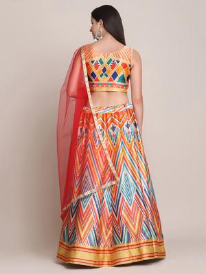 multi colored printed flared lehenga - 18346664 - Standard Image - 3