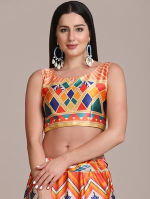 multi colored printed flared lehenga - 18346664 - Standard Image - 4