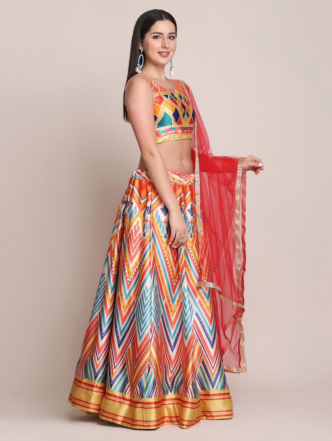 multi colored printed flared lehenga - 18346664 - Zoom Image - 2