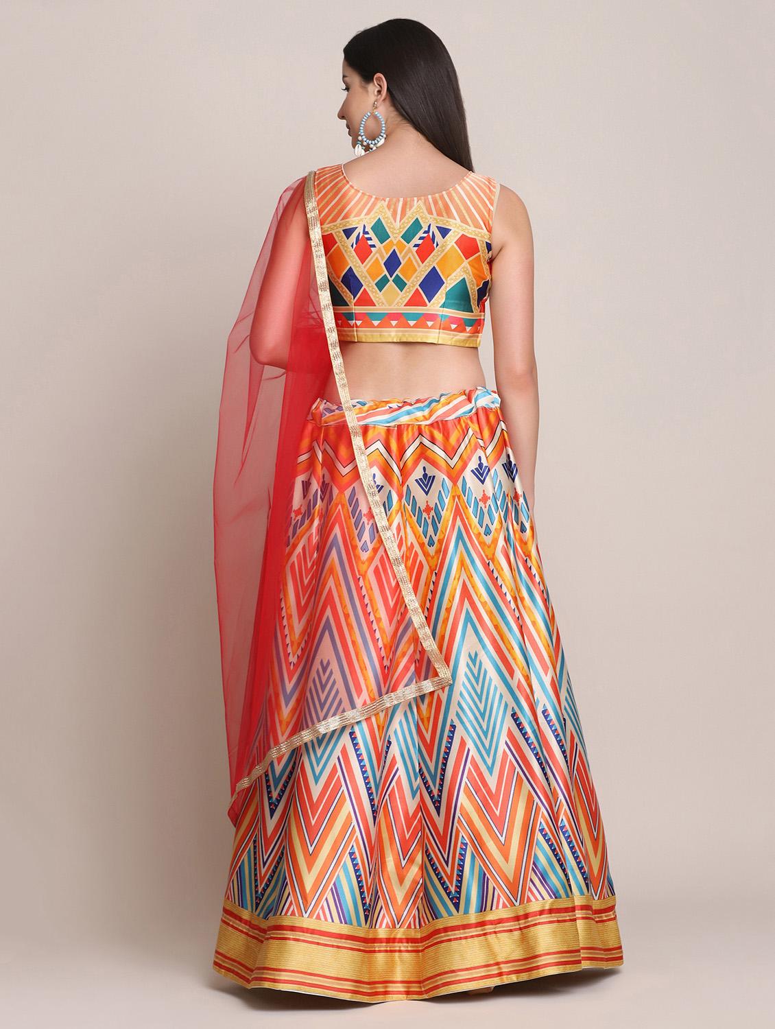 multi colored printed flared lehenga - 18346664 - Zoom Image - 3