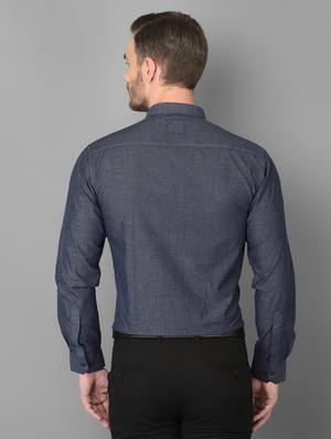 navy blue solid formal shirt - 18347272 - Standard Image - 4
