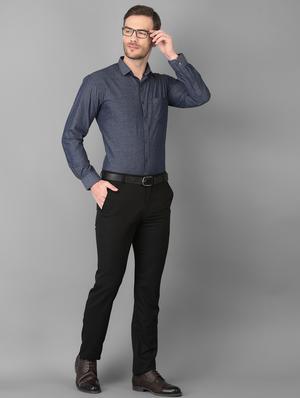 navy blue solid formal shirt - 18347272 - Standard Image - 5
