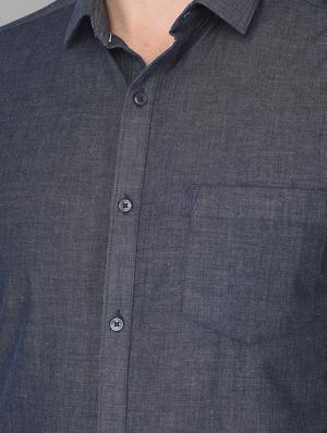 navy blue solid formal shirt - 18347272 - Standard Image - 6