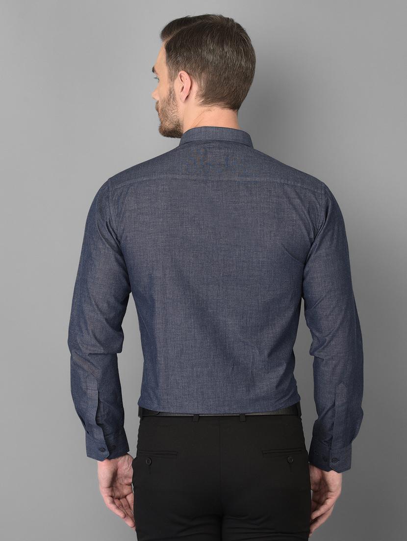 navy blue solid formal shirt - 18347272 - Zoom Image - 4