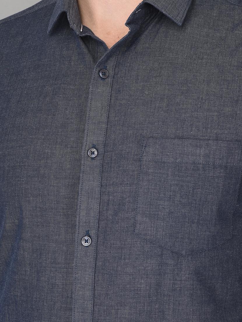navy blue solid formal shirt - 18347272 - Zoom Image - 6