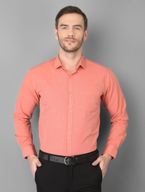 peach solid formal shirt - 18347273 - Standard Image - 1
