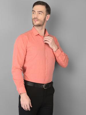 peach solid formal shirt - 18347273 - Standard Image - 2