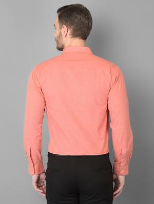 peach solid formal shirt - 18347273 - Standard Image - 4