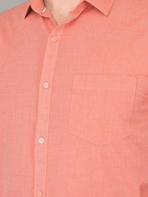 peach solid formal shirt - 18347273 - Standard Image - 6