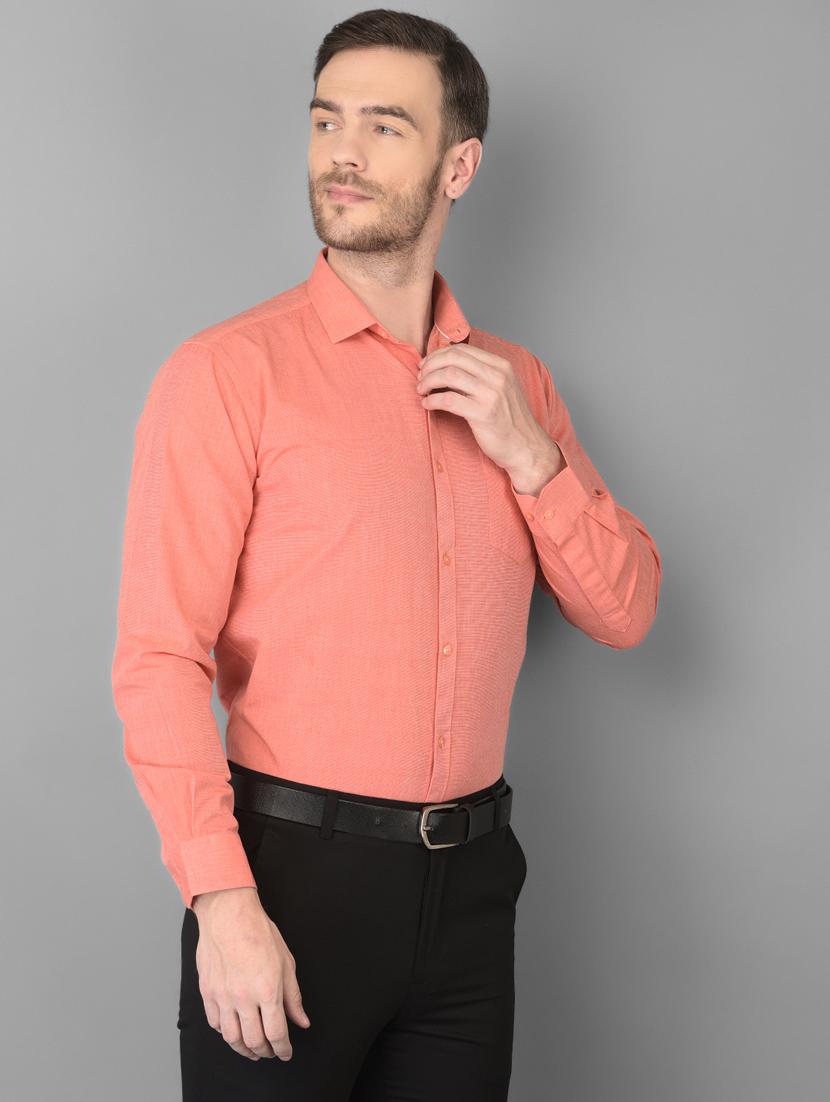 peach solid formal shirt - 18347273 - Zoom Image - 2