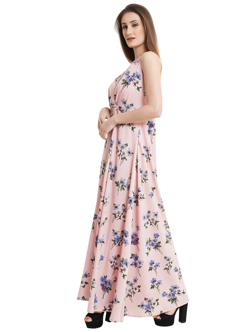 overlap neck floral maxi dress - 18347302 - Zoom Image - 2
