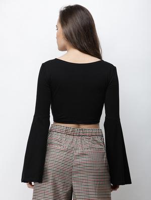 bell sleeved crop top - 18347677 - Standard Image - 3