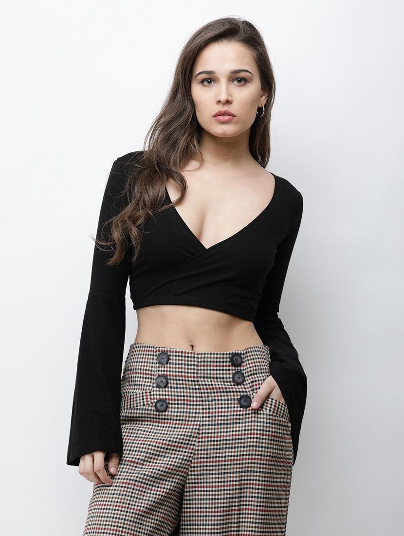 bell sleeved crop top - 18347677 - Zoom Image - 1