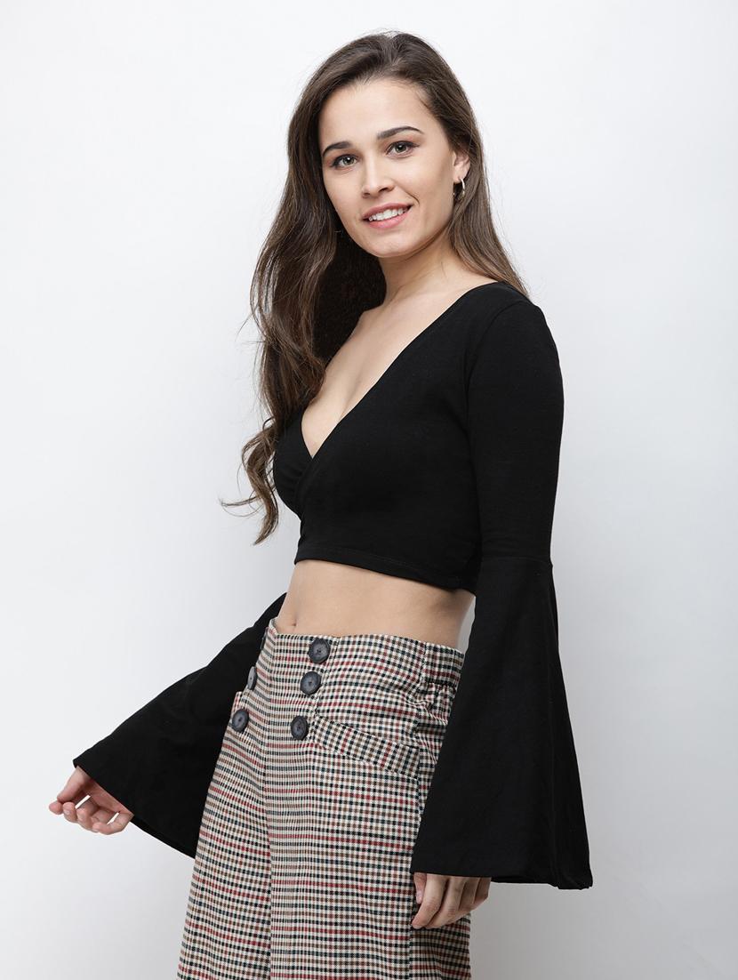 bell sleeved crop top - 18347677 - Zoom Image - 2