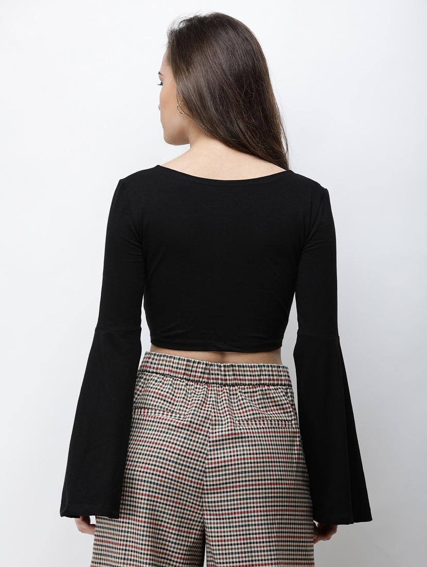 bell sleeved crop top - 18347677 - Zoom Image - 3