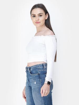 off shoulder solid top - 18347696 - Standard Image - 2