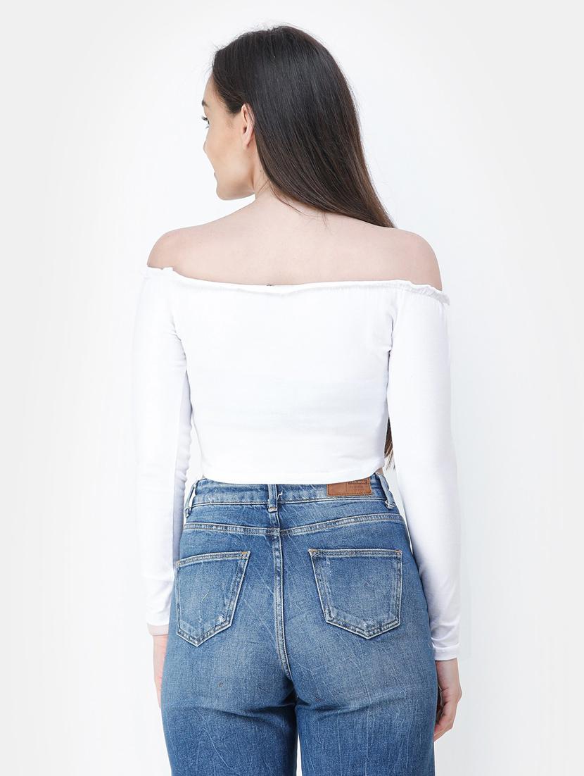 off shoulder solid top - 18347696 - Zoom Image - 3