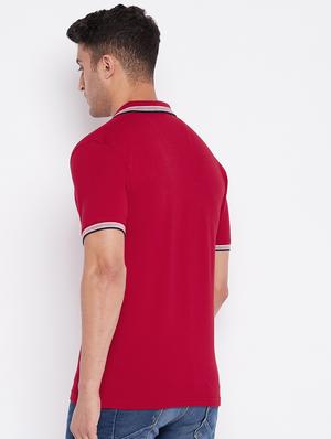 red solid polo t-shirt - 18349085 - Standard Image - 3