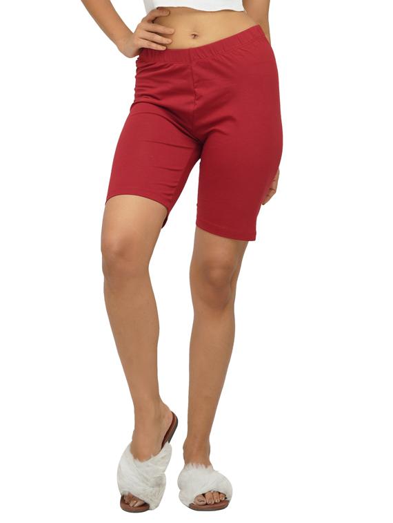 maroon solid cycling shorts short - 18349122 - Zoom Image - 2