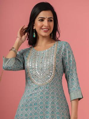 green rayon kurta palazzo set - 18349135 - Standard Image - 4