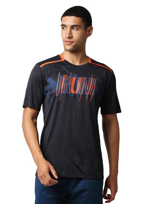 navy blue chest-printed t-shirt - 18349162 - Standard Image - 1