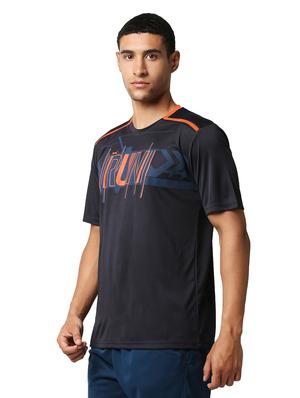 navy blue chest-printed t-shirt - 18349162 - Standard Image - 2
