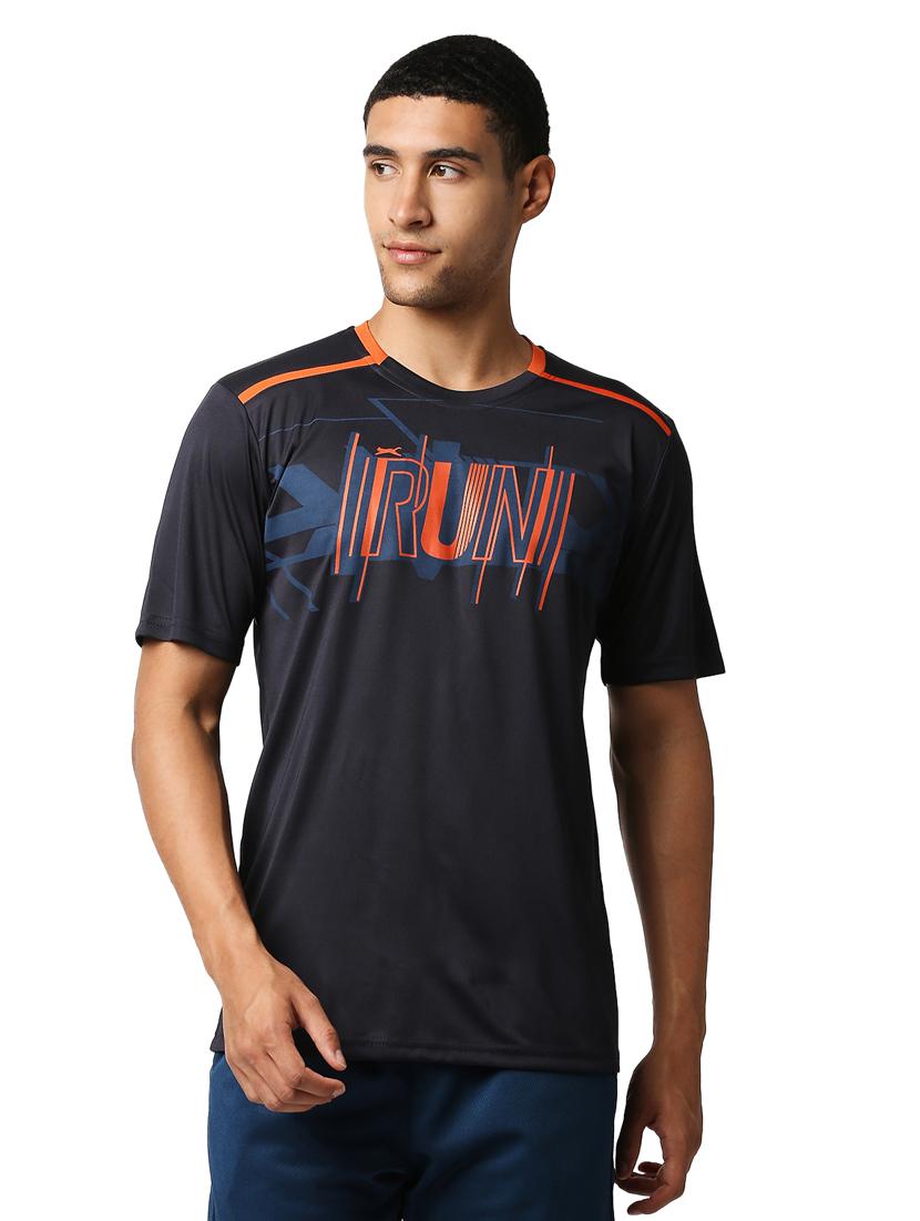 navy blue chest-printed t-shirt - 18349162 - Zoom Image - 1
