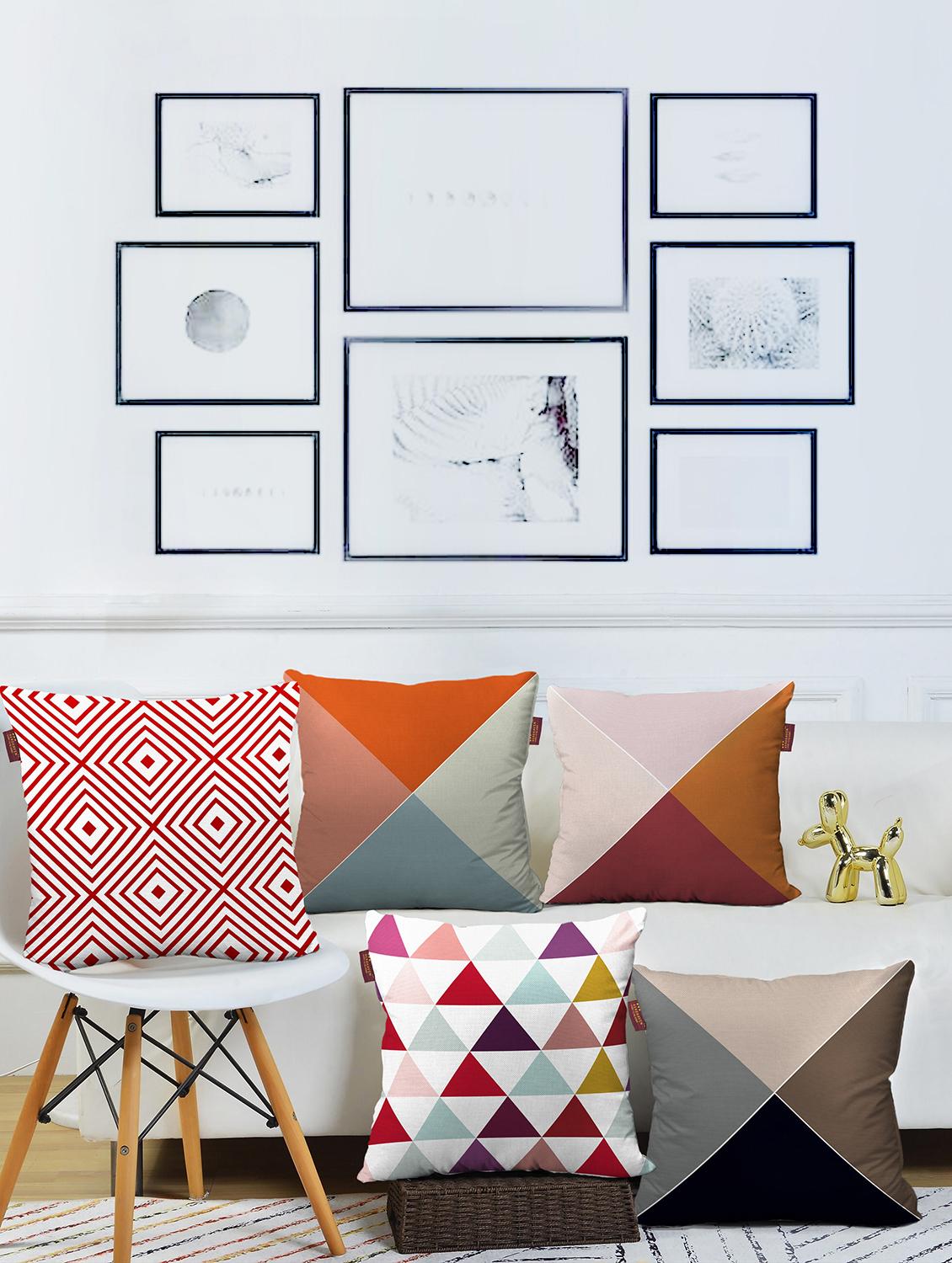 aerohaven set of 5 designer decorative throw pillow/cushion covers - cc137 - (12 inch x 12 inch, multicolour) - 18349404 - Zoom Image - 2