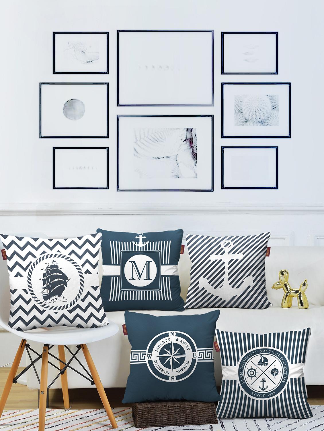 aerohaven set of 5 designer decorative throw pillow/cushion covers - cc118 - (18 inch x 18 inch, multicolour) - 18351100 - Zoom Image - 2