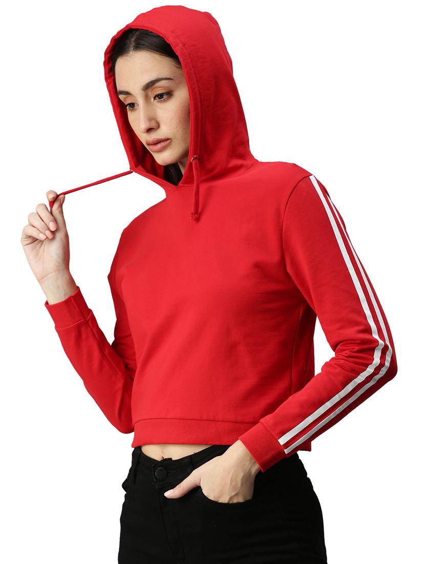 red solid hoodies sweatshirt - 18351142 - Zoom Image - 2