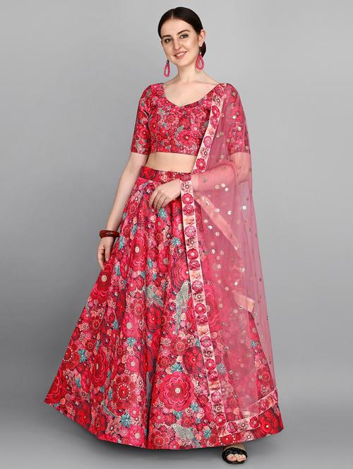 multi colored silk flared lehenga - 18351222 - Standard Image - 1